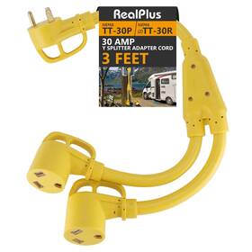 Realplus D-1350-yl Rv Y Splitter Adapter Cord 30 Amp To 2 Nema Tt-30p Tt-3