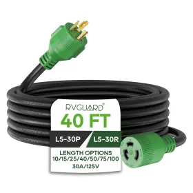 Rggec3040 Rvguard 3 Prong 30 Amp 40 Foot Generator Extension Cord Nema L5-30p/l5-30r 125v 10 G