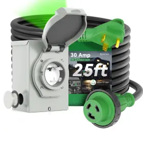Gc3025k-2 Rvingpro Pre-drilled 30 Amp Generator Inlet Box And Rv Extension Cord