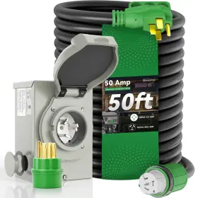 Tec45050-2 Rvingpro 50 Amp Generator Cord 50ft And Power Inlet Box Pre-drilled