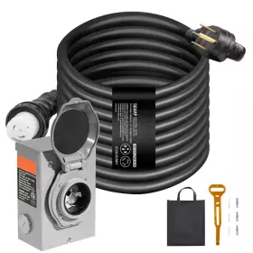Skyshalo 313050478492 Generator Cord And Power Inlet Box Kit 50 Ft. Stw 6/3 8/1 Awg Amp 125v Nema 14