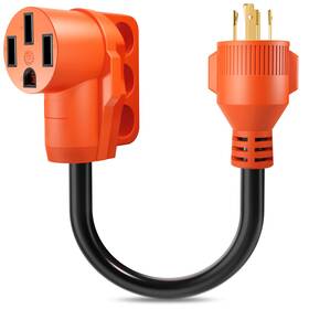 Snowyfox Sf-rga-009 30 Amp To 50 Rv Generator Adapter Cord 18 Inch 4 Prong Pure Copper Nema L