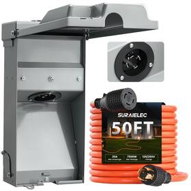 Suraielec Pib30f50 30 Amp 50ft Generator Cord And Power Inlet Box With 4-prong Ge