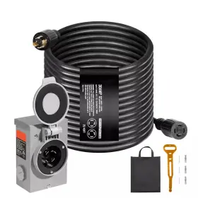 Svopes 313040578546 Generator Cord And Power Inlet Box Kit 25 Ft. Stw 30 Amps 125 V 14-30 Plug