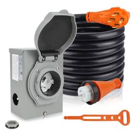 Tiphope Lc5025-50p-o 50amp Generator Cord 25ft And Power Inlet Box 125/250v 4 Prong