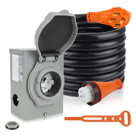 Lc5025-50p-o Tiphope 50amp Generator Cord 25ft And Power Inlet Box 125/250v 4 Prong