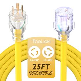 Tooliom 975778250299 30 Amp Generator Cord L5-30p/l5-30r Extension Ul Listed 125v