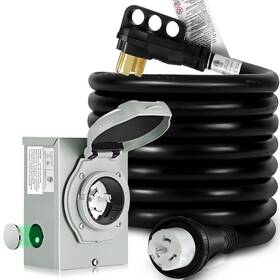 Vancitrue 731262207660 50 Amp Generator Cord 15ft And Pre-drilled Power Inlet Box