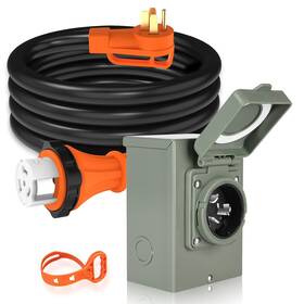 Welluck Pl0057 50 Amp Emergency Power Combo Kit With Ss2-50 Inlet Box And 15 Ft Cord Nema 1