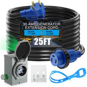 Xuhal Xil-xuhal-2444 25 Ft 30 Amp Generator Rv Extension Cord And Pre-drilled Power Inlet Box 3 Pr