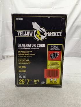 Yellow Jacket 65115401 25 Ft. 10/3 15a Generator Cord With Bonus Adapter
