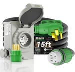 Amp Generator Power Cord 15FT + Inlet Box Kit 125/250V Nema 14-50P SS2-50R New. Price: $100.00.
