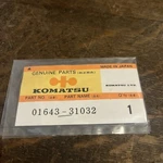Nos Komatsu Oem 01643-31032 Washer New. Price: $14.95.