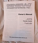 078590 Generac Owner's Manual Transfer Switch V Type 100 & 200A Ats Power Used. Price: $19.00.