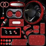 25PCS Bling Car Accessories Set Red 15" Steering Cover Mirror Plate Console, New. Price: $62.31.