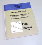 Kohler K321 14HP Generator Specs 10201-10296 Parts Catalog Manual #TP-691-A Like. Price: $16.97.