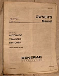 91414 Generac Owners Manual Gts Type Automatic Transfer Switch Ats 100-2600A Used. Price: $29.00.