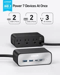 Anker 7-IN-1 Power Strip W/ 3 Outlets Dual & Usb-c Charging Ports 5FT Open. Price: $31.99.