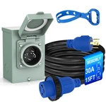 Bebobly 30 Amp Power Inlet Box And 15FT Generator Cord, 125V/250V Emergency New. Price: $104.02.