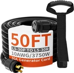Prong Amp Generator Cord 50 Feet Heavy Duty,nema L5-30P/L5-30R 10 Gauge 125 New. Price: $75.79.