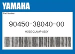 Yamaha Genuine Hose Clamp Assy 90450-38040-00 New. Price: $17.18.